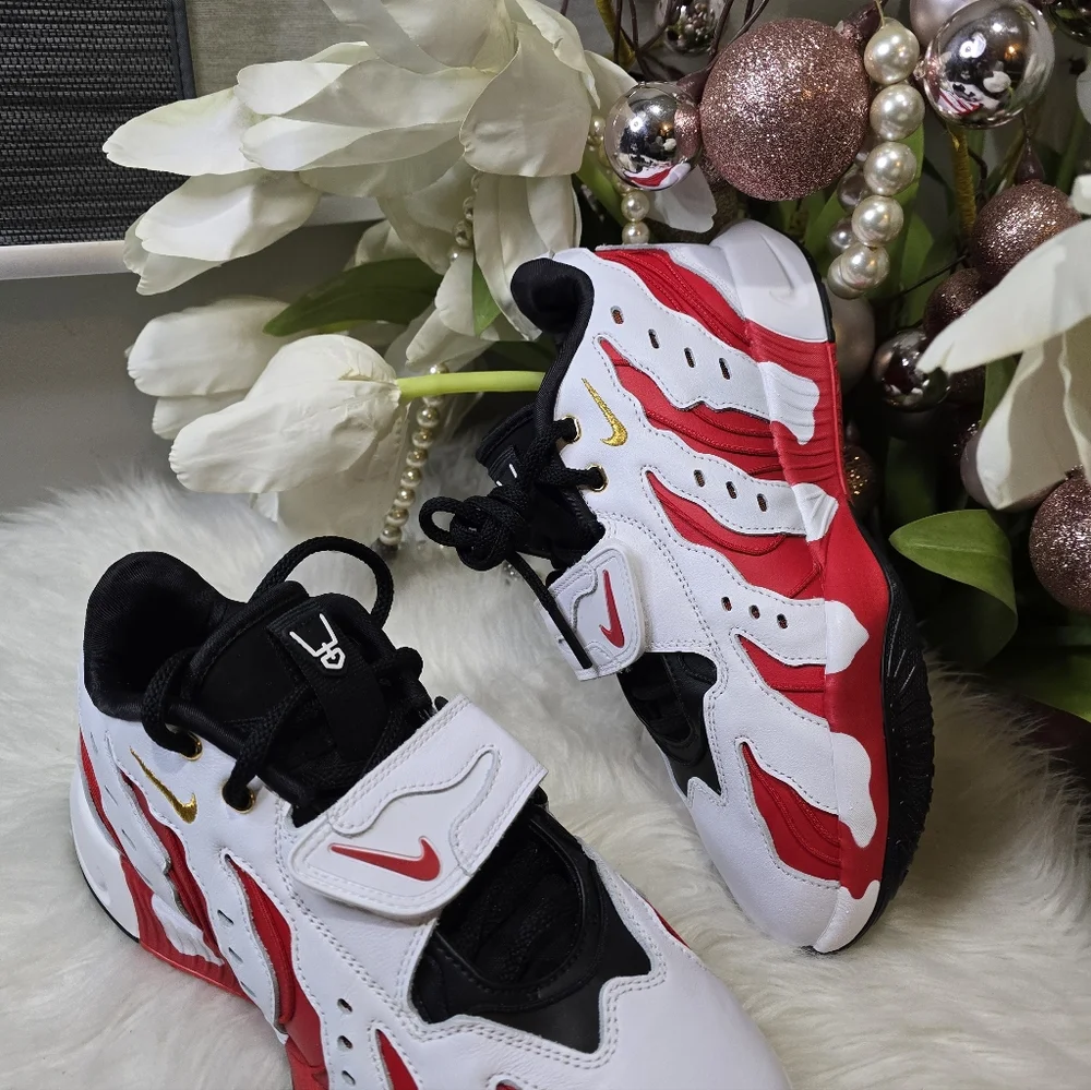 Nike LeBron Prime 96 White Fire Red Metallic Gold Mens Shoes Szie8 New